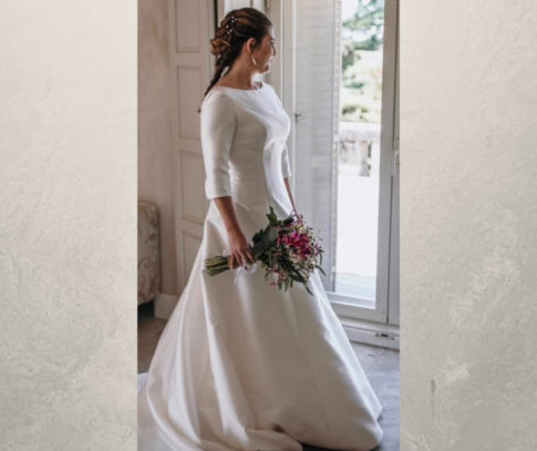vestido de novia Innovias de micado de seda